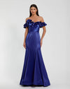 Mac Duggal, Satin Ruffle Off the Shoulder Mermaid Gown, Cobalt Blue #49834