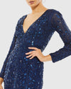 Embellished Long Sleeve Sequin Gown - Midnight