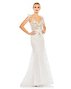 mac duggal, Embellished Sleeveless Bow Detail Mermaid Gown - White Gold, Style #50666