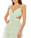 Ruffle Tiered Tulle Cut Out Gown - Mint