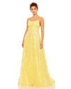 Mac Duggal #50683 Floral Applique Cami Gown - Yellow