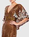 Mac Duggal, Sequin V Neck Floral Cape Gown - Platinum #5221