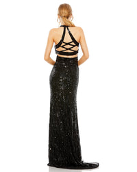 Mac Duggal, Sleeveless plunge V neck cut out evening dress - Black, Style #5390 back view