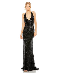 Mac Duggal, Sleeveless plunge V neck cut out evening dress - Black, Style #5390