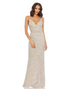 GEOMETRIC EMBELLISHED CRYSTAL DROP V-NECK GOWN