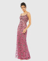 Mac Duggal, Floral embellished scoop neck evening gown, Raspberry #5477