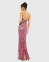 Floral embellished scoop neck evening gown - Raspberry