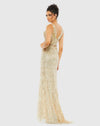 Sequin Embellished Sleeveless Plunge Neck Gown - Nude