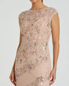 Embellished Cap Sleeve Gown - Nude