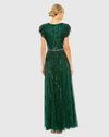 Sequin wrap over ruffle sleeve gown - Seamist