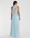 High neck chiffon evening gown - Powder Blue