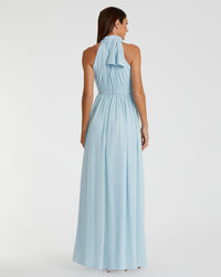 High neck chiffon evening gown - Powder Blue