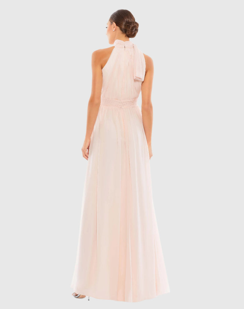 High neck chiffon evening gown - Powder Blue