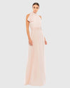 High neck chiffon evening gown - White