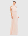 Mac Duggal, Blush Pink Bridal High neck chiffon evening gown #55035