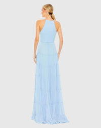 Ruffle Tiered A Line Gown - Powder Blue