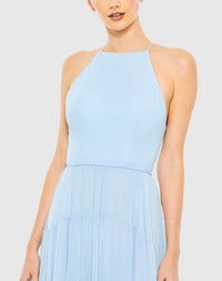 Ruffle Tiered A Line Gown - Powder Blue