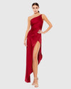 Mac Duggal Red One Shoulder Hi-Low Draped Charmeuse Dress #70177 Red 