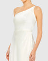 Red One Shoulder Hi-Low Draped Charmeuse Dress - White