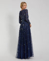 Floral Embellished Modest Gown - Navy