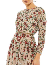 Floral Embellished Modest Gown - Antique Rose