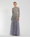 Mac Duggal, Floral Embellished Modest Gown - Platinum Gold #5533 