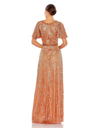 mac duggal, EMBELLISHED V NECK BUTTERFLY SLEEVE COLUMN GOWN, copper, Style #5538 back