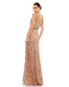 mac duggal, V-NECK HIGH SLIT SEQUINED WRAP GOWN, Style #5539, copper back view