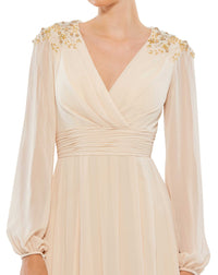 Embellished Shoulder Evening Gown - Porcelain