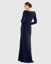 Draped Bateau Long Sleeve Trumpet Gown - Midnight