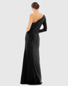 Twist front embellished one sleeve jersey gown - Olive