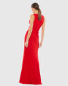 Pleated Wrapping Sleeveless Jersey Gown - Red