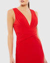 Pleated Wrapping Sleeveless Jersey Gown - Red