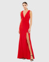 Mac Duggal, Pleated Wrapping Sleeveless Jersey Gown - Red #55703