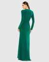 Long Sleeve Keyhole Draped Gown - Chocolate