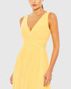 Chiffon Sleeveless Wrap Over A Line Gown - Yellow