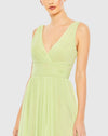 Chiffon Sleeveless Wrap Over A Line Gown - Yellow