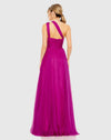 Strappy one shoulder asymmetric A line gown - Magenta