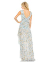 MAC DUGGAL, FLORAL PRINT RUCHED CAP SLEEVE HIGH LOW GOWN, BLUE, REVOLVE