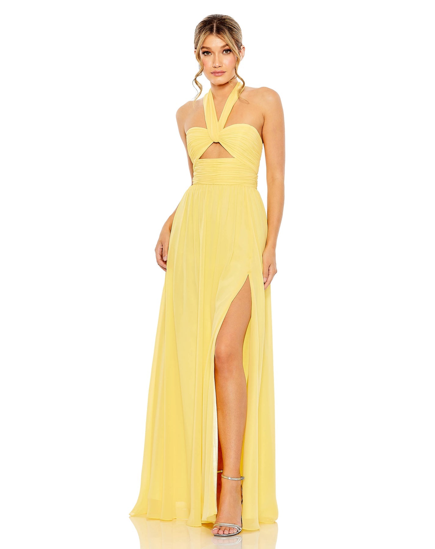 Long chiffon dress outlet with keyhole detail