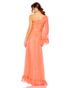 One sleeve ruffled hem gown - Coral