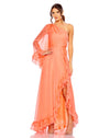 Mac Duggal #55924 One sleeve ruffled hem gown - Coral 