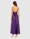 Satin Pleated Tea Midi Dress - Purple