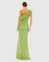 Sequin drop shoulder trumpet gown - Key Lime