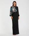 Sequin Embellished Floral Modest Gown - Mocha