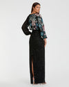 Sequin Embellished Floral Modest Gown - Black