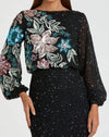 Sequin Embellished Floral Modest Gown - Mocha