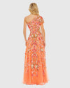 One Shoulder Embellished A-Line Gown - Coral