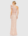 Embellished puff one shoulder gown - Apricot