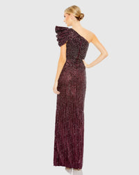 Embellished puff one shoulder gown - Blackberry